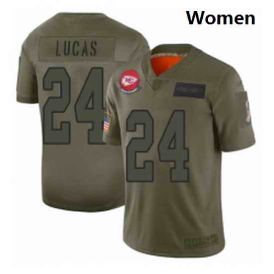 Womens Kansas City Chiefs 24 Jordan Lucas Limited Camo 2019 Salute to Service Football Jersey